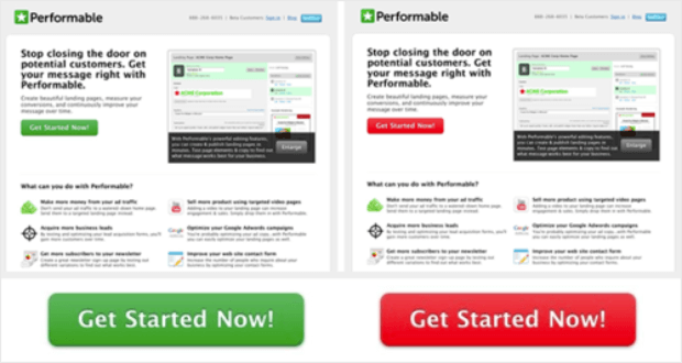hubspot red vs green call to action buttons