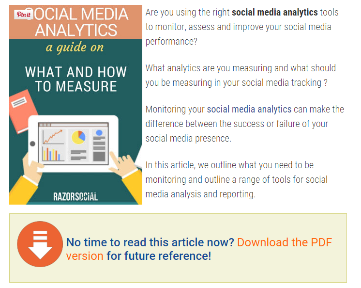 RazorSocial offered this content upgrade within a post using OptinMonster's Monster Links