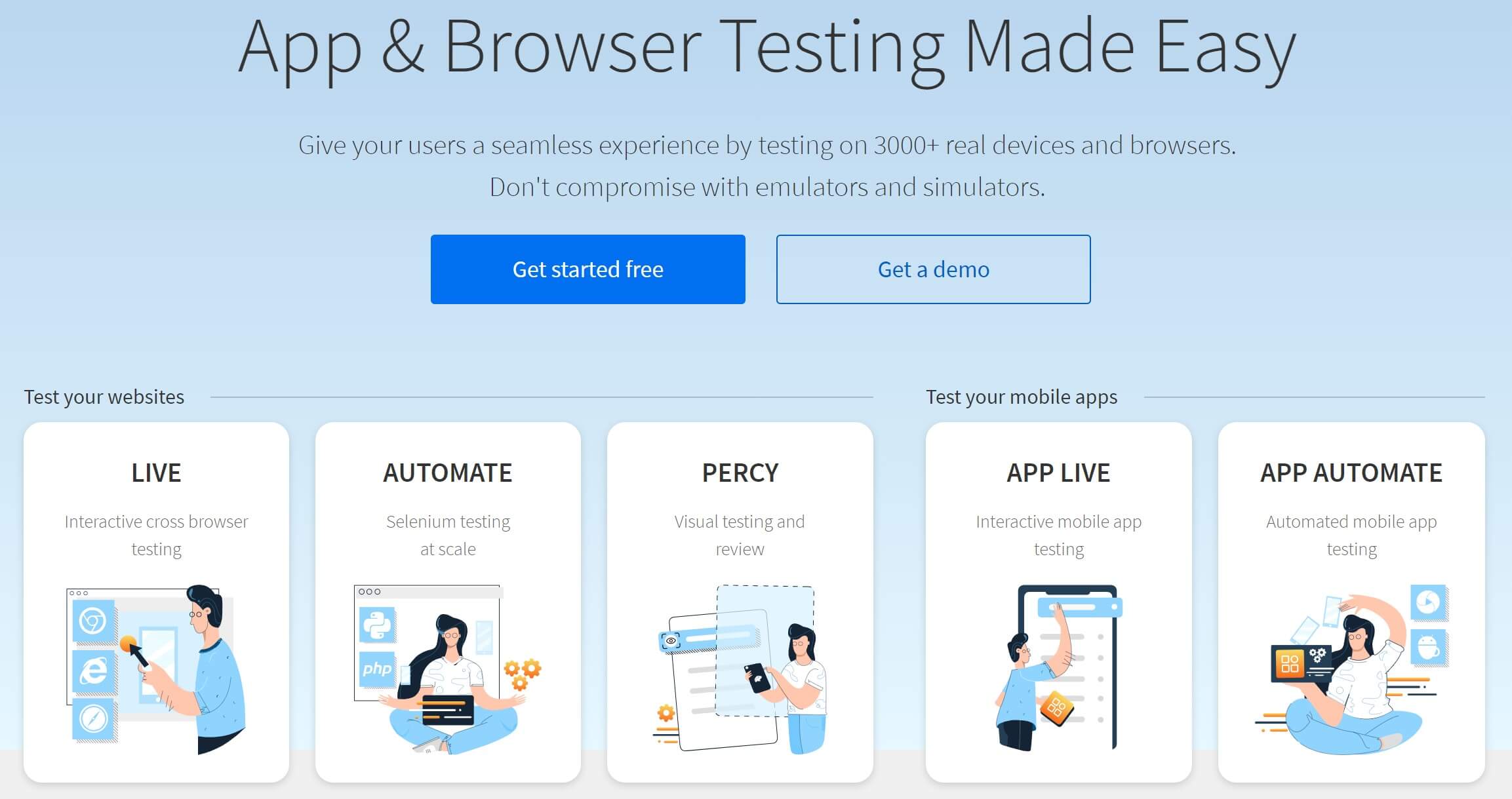 browserstack device testing homepage for WordPress SEO