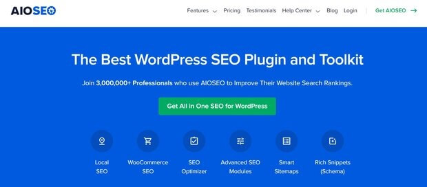AIOSEO on-page SEO homepage