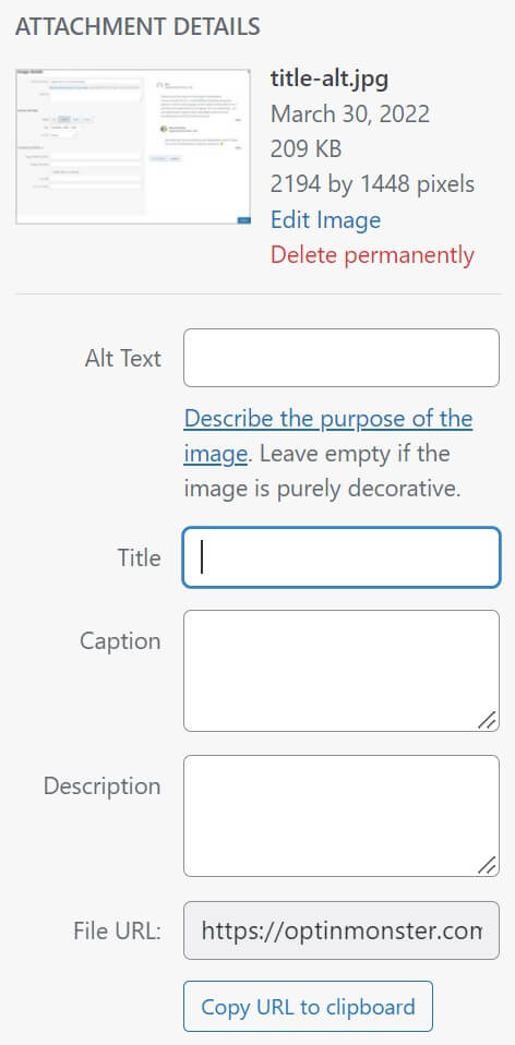 enter image alt and title text for WordPress SEO
