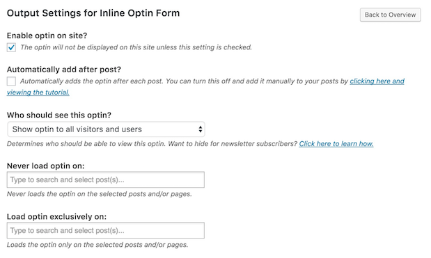 enable optin on site