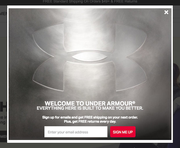 under armour popup