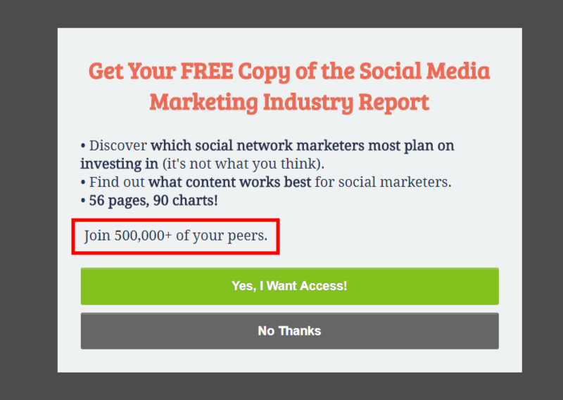 The social proof in this optin is below the copy