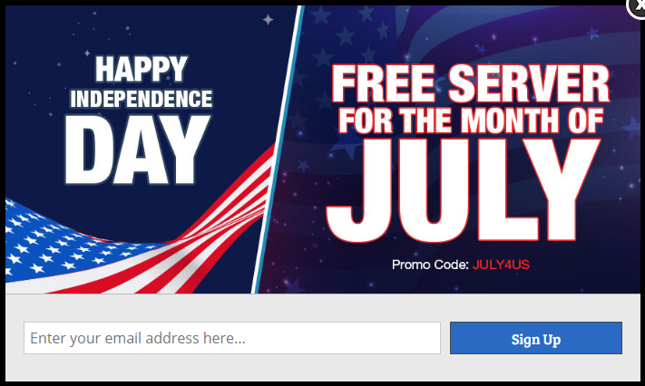 Cloudways used OptinMonster optins for July 4th offer