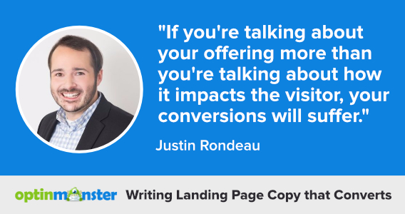 justin rondeau writing landing page copy