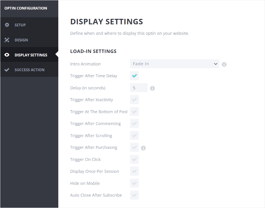 Bloom's display settings