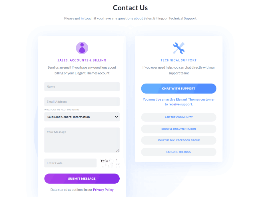 Bloom's support options