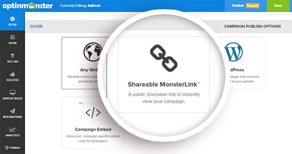 create a shareable monsterlink