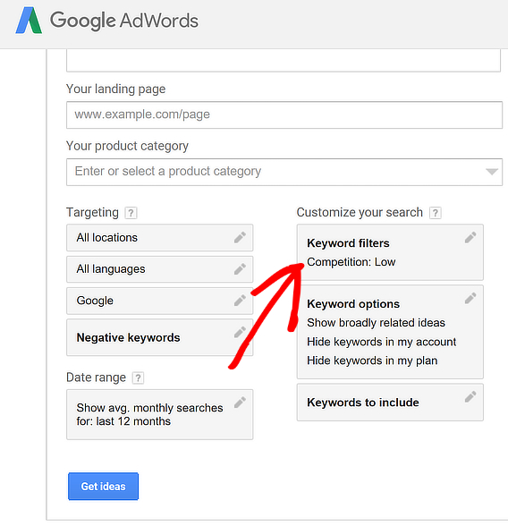 adwords keyword research tools low competition