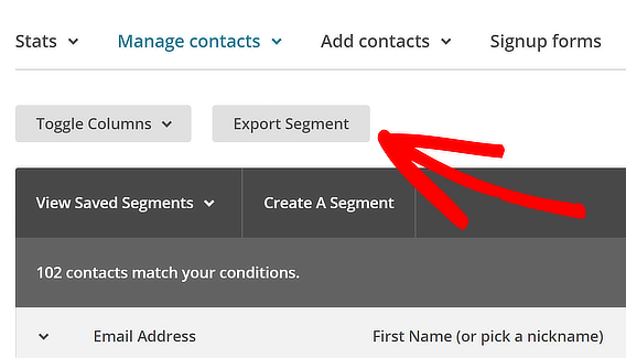 mailchimp export seznam