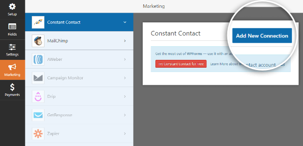 add new connection to wpforms