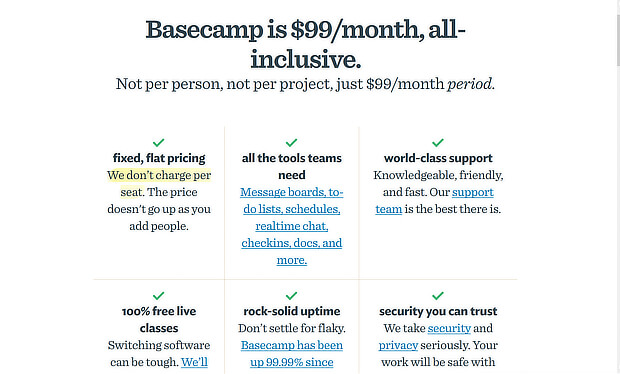 basecamp free trial pricing