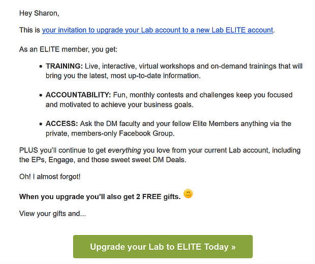 dm lab elite free trial ending email cta