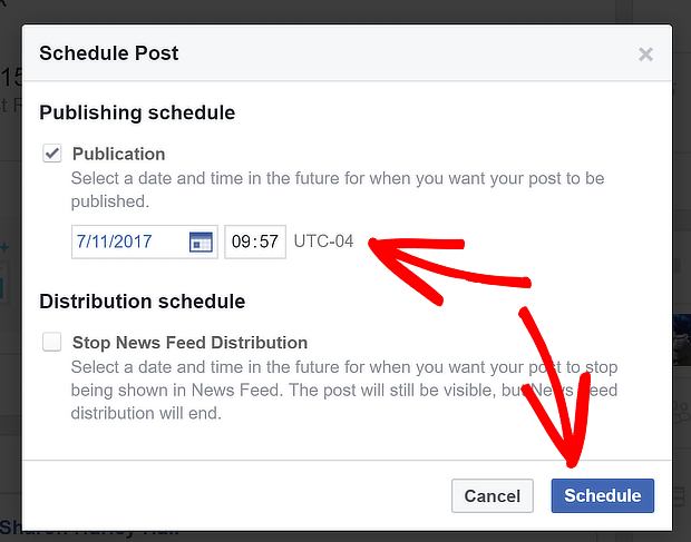 schedule facebook post step 2