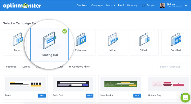 select a floating bar