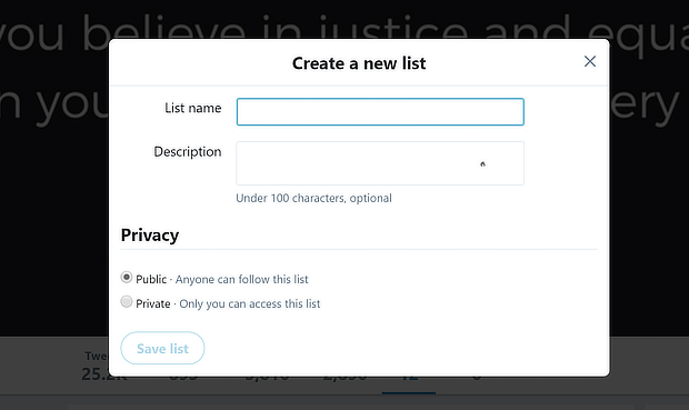 twitter create a list
