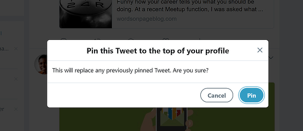 twitter pin confirmation message