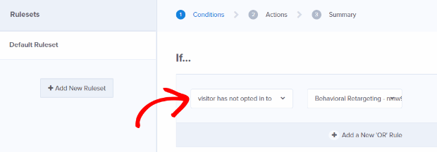 visitor has not opted in display rule