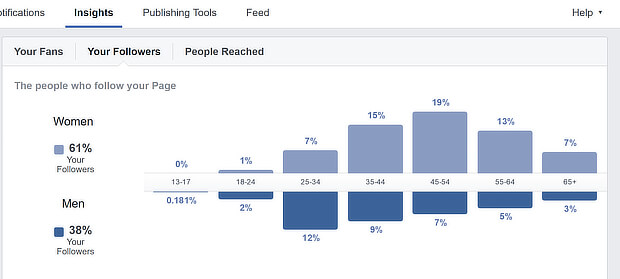 przykład strategii content marketingowej - statystyki strony na facebooku