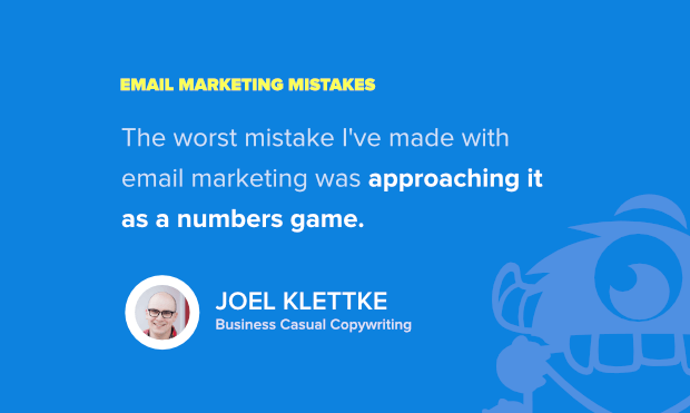 email campaign pitfalls - example from joel klettke