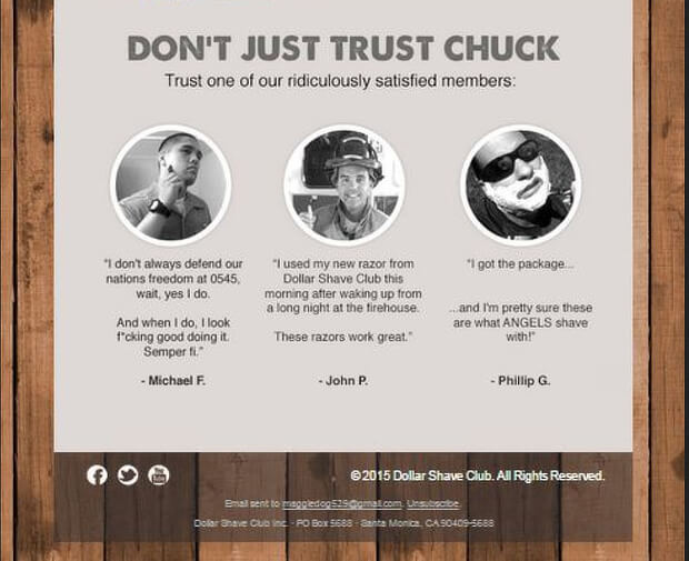 abandoned cart email templates - dollar shave club 2