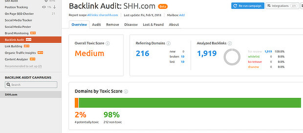 semrush backlink audit overview