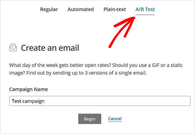 10 mailchimp create ab test