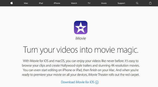 visual content creation tools - imovie