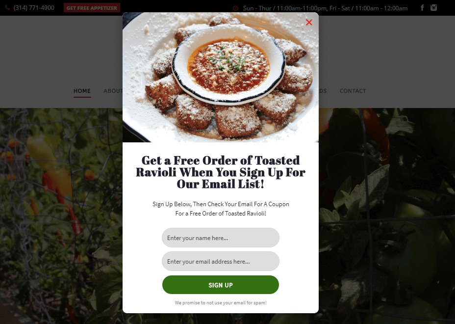 restaurant marketing strategies: offer a free appetizer