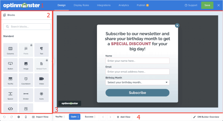 OptinMonster's campaign builder