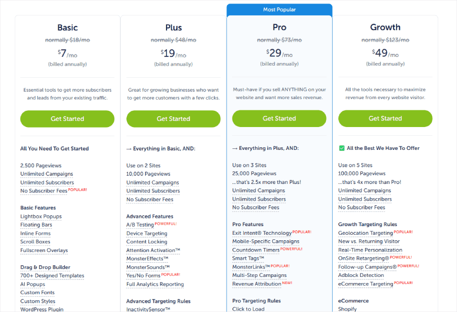 OptinMonster's pricing