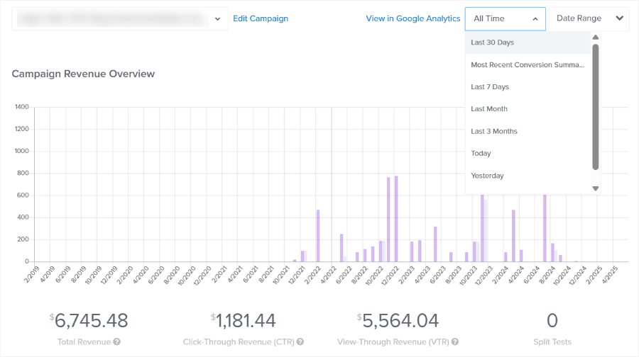 OptinMonster's revenue tracking feature