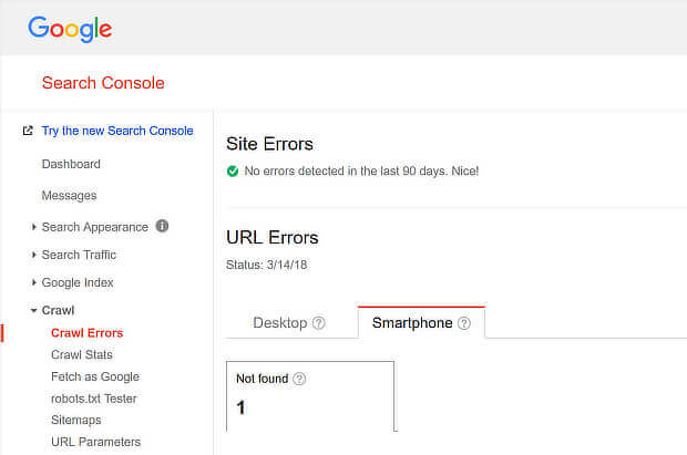 view mobile seo errors with google search console