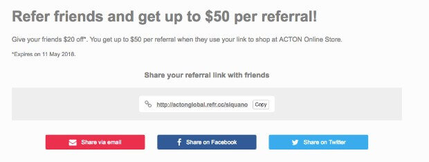 acton referral incentives