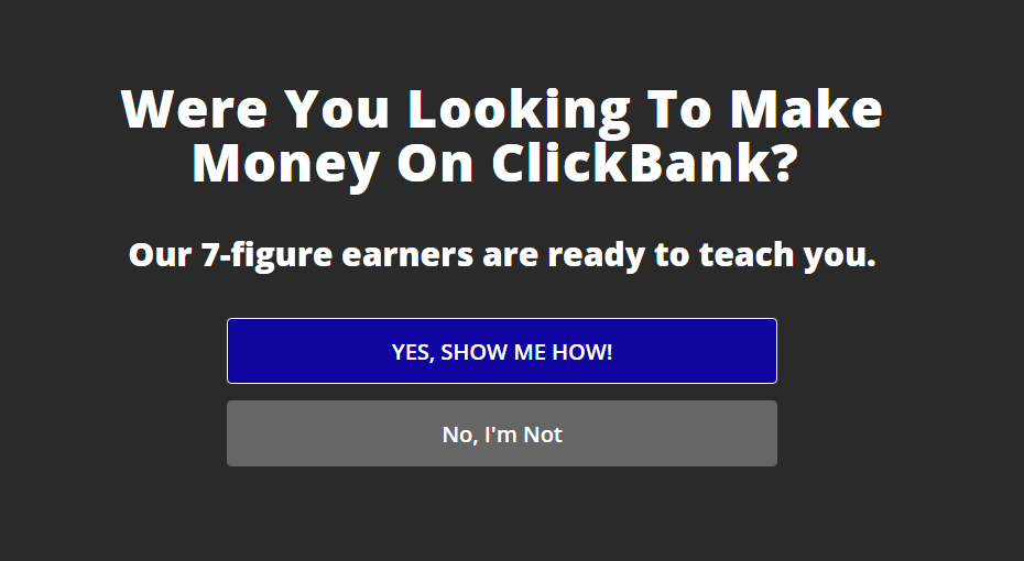 ClickBank recovers abandoning visitors with an exit-intent optin split test