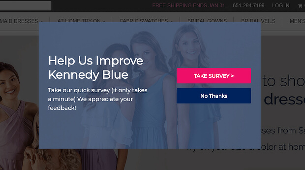 kennedyblue exit survey example to grow your email list