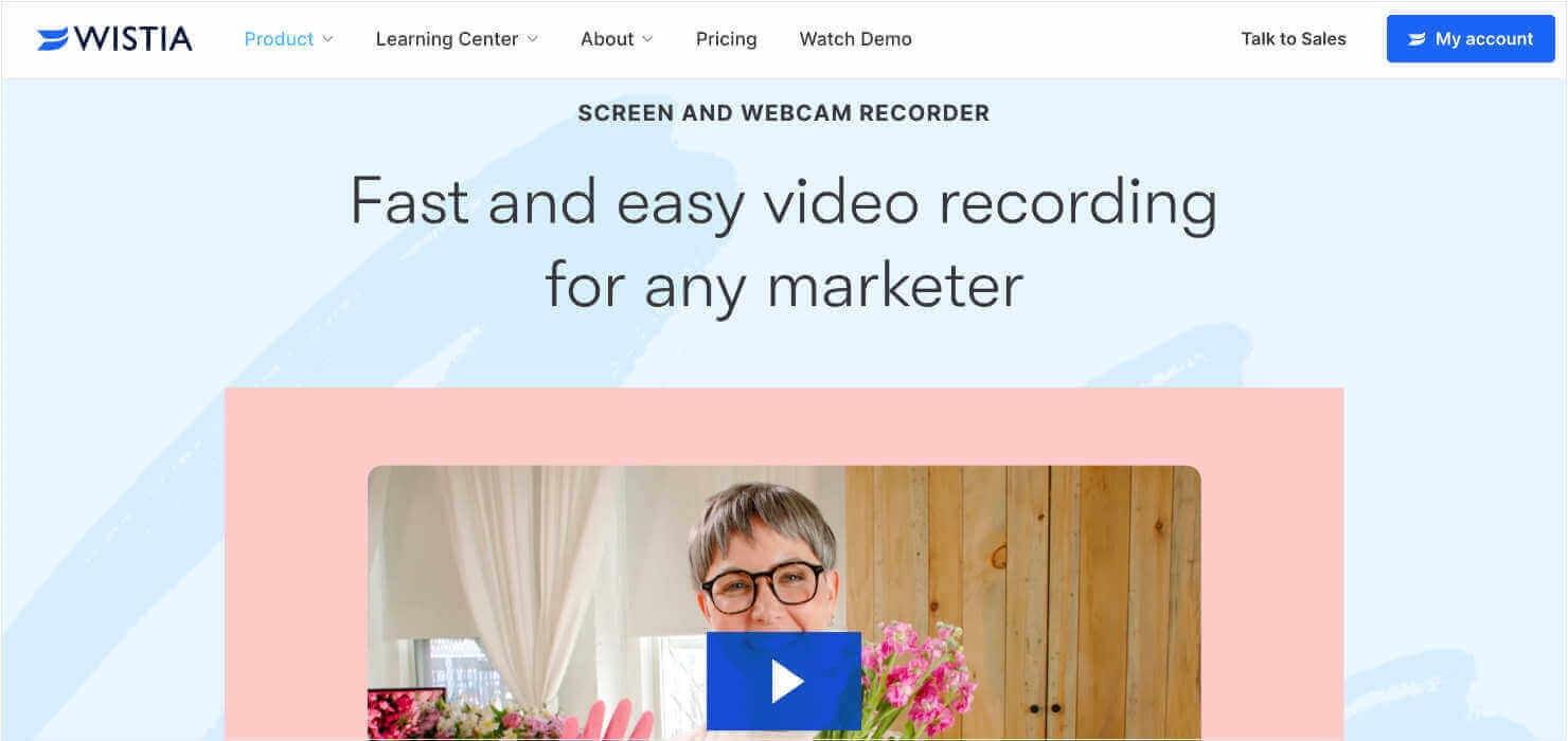 Homepage for video creator tool Wistia