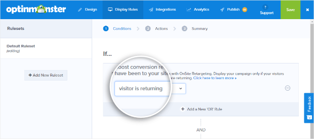 returning visitor display rule