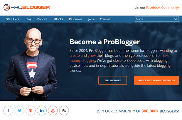 problogger web design above the fold