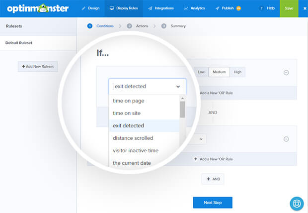 activate exit intent in optinmonster