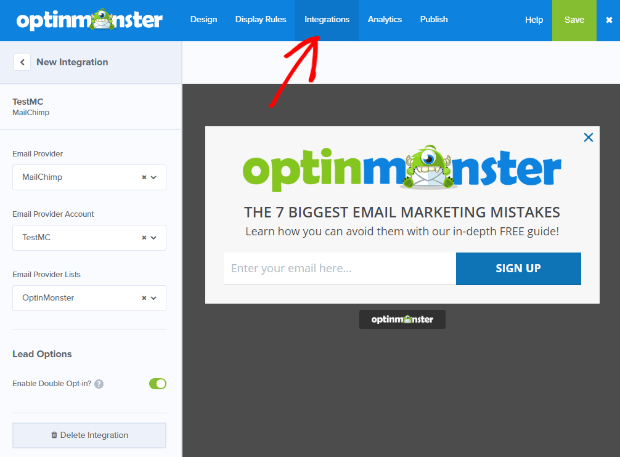 OptinMonster integrates with every major email marketing platform