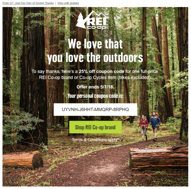 REI promotional email