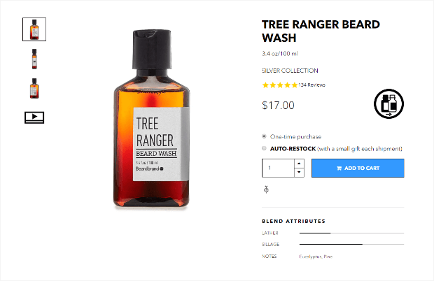 top of product page