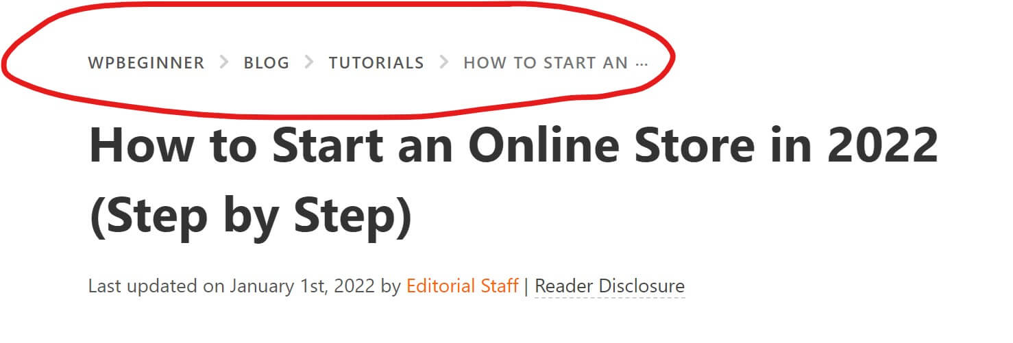 WP beginner breadcrumbs for WooCommerce SEO