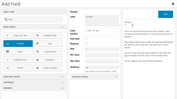 adding a field in form maker by 10web