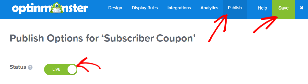 publish and save your subscriber coupon