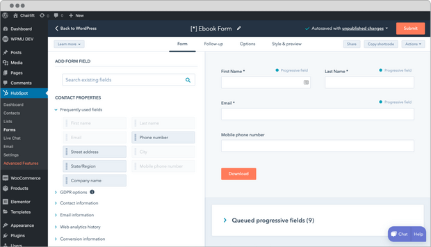 hubspot form builder