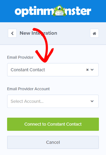 choose constant contact from the list