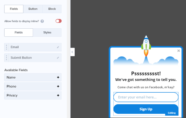 edit email signup
